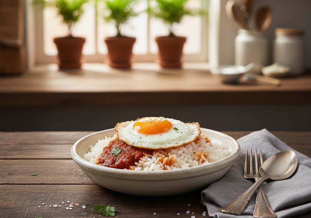 arroz con huevo y tomate o arroz a la cubana en monsieur cuisine robot del lidl