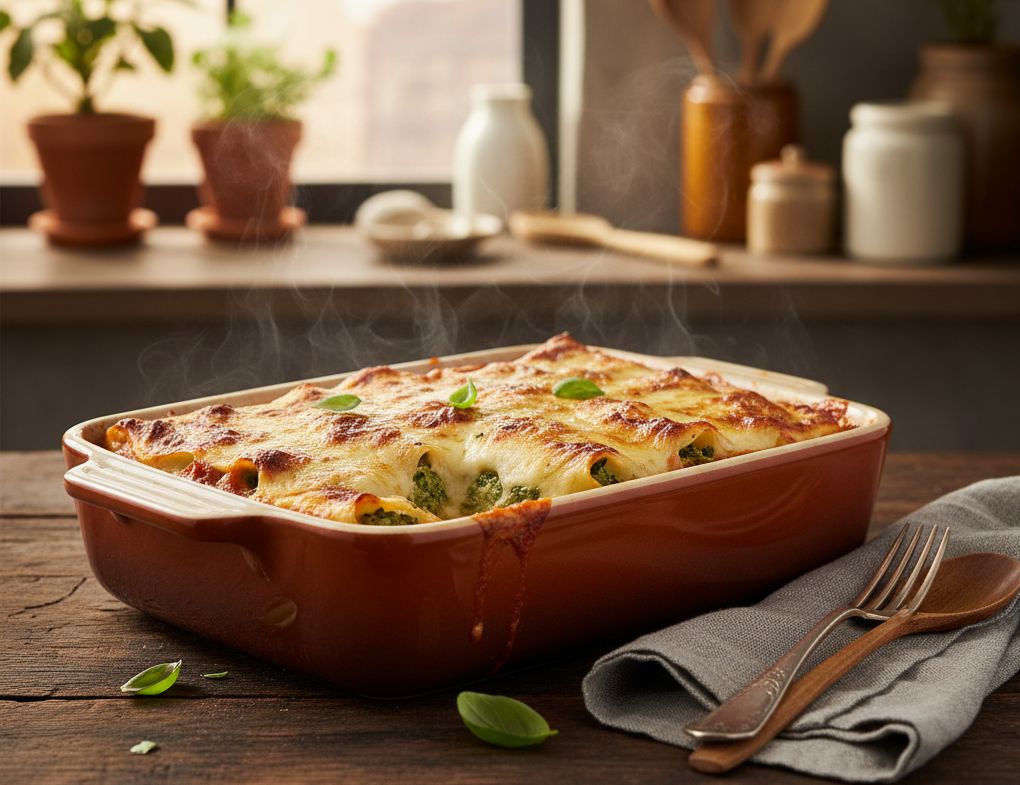 Canelones de Ricotta y Espinacas con Salsa de Tomate