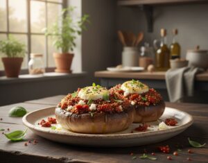 Champiñones Portobello Rellenos de Quinoa y Tomate Seco con ayuda de monsieur cuisine el robot del lidl