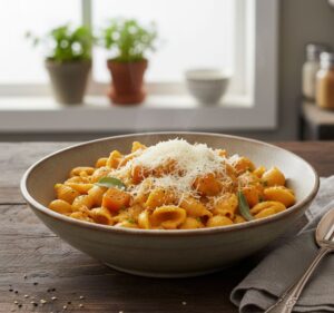 Pasta con Calabaza y Queso Rallado: Una Deliciosa Receta para tu Robot de Cocina Monsieur Cuisine Pasta con Calabaza y Queso Rallado