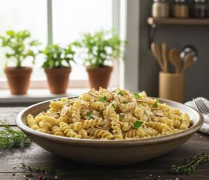 Deliciosa Pasta con Salsa de Coliflor y Almendras en tu Robot de Cocina Monsieur Cuisine Pasta con Salsa de Coliflor y Almendras