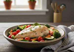 Pechuga de Pollo al Vapor con Verduras: Una Receta Saludable y Deliciosa para tu Monsieur Cuisine Pechuga de Pollo al Vapor con Verduras monsieur cuisine robot del lidl