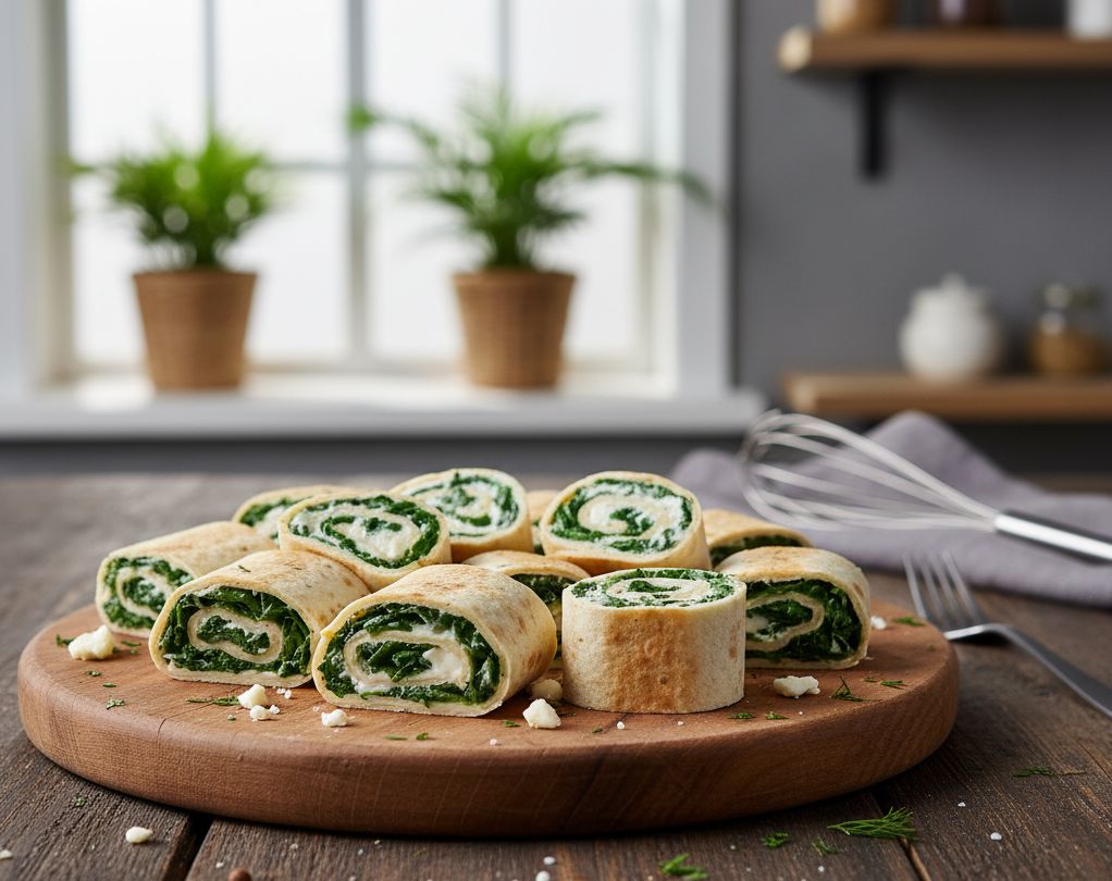 Rollitos de Tortilla con Queso y Espinacas