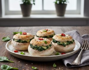 champiñones rellenos de espinacas en monsieur cuisine el robot del lidl