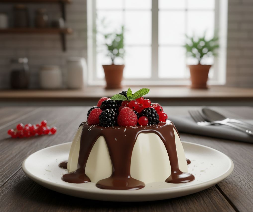 pannacotta de chocolate blanco con frutos rojos en monsier cuisine el robot del lidl